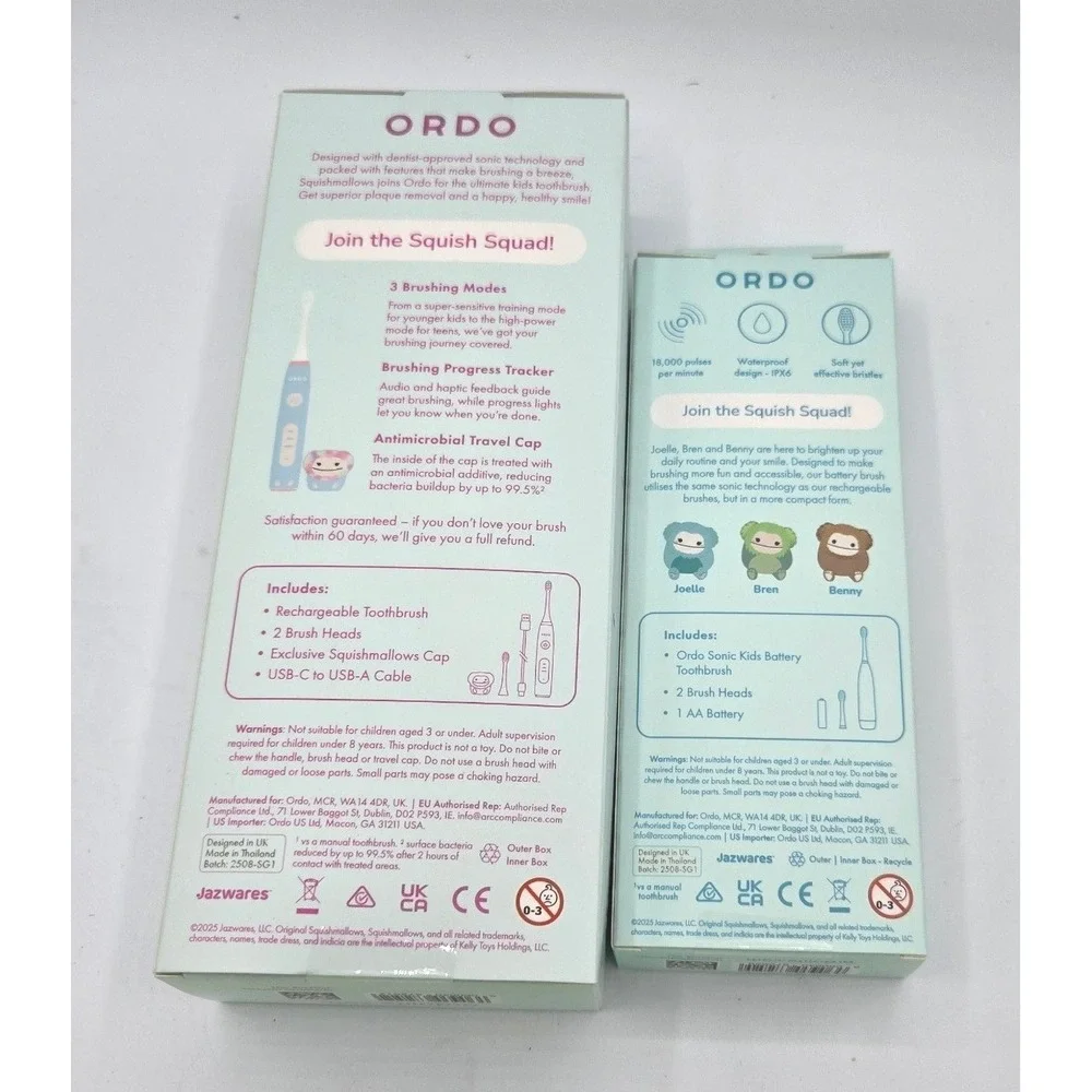 New Ordo x Squishmallows Sonic Kids Toothbrush Set - Rechargeable &‎ Battery